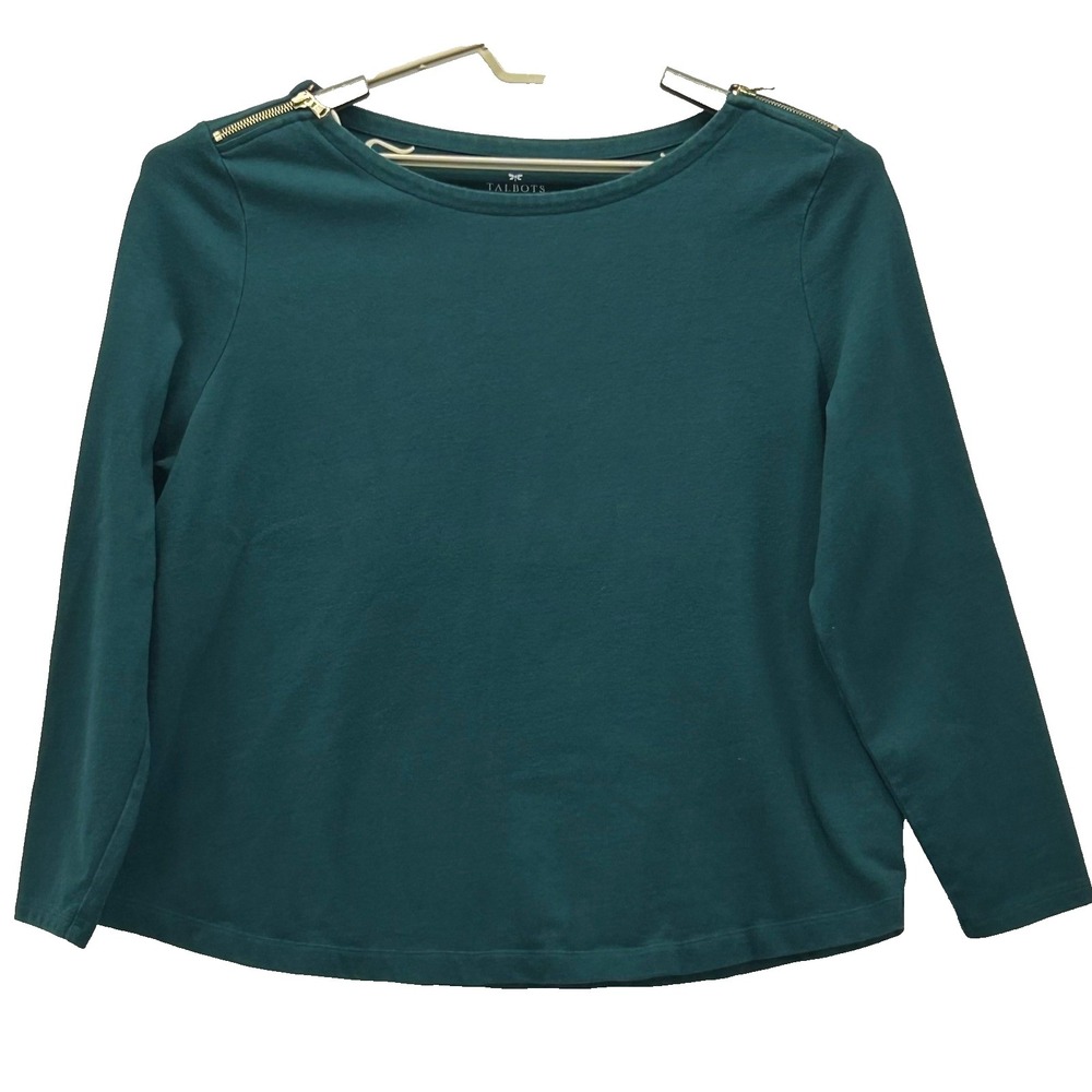 Talbots Womens Blouse Size 2X Green French Terry Fall Autumn Haverst Soft Cozy